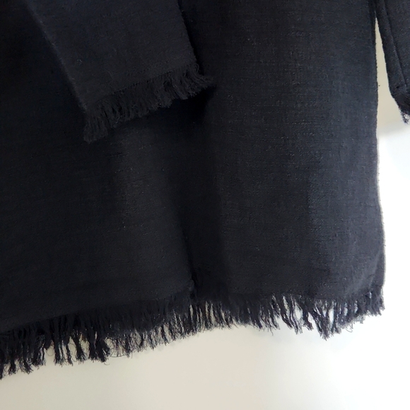 NWT MOS•Ministry of Style Lace up Fray Mini Dress Black Linen Cotton Blend Sz 4 - Picture 7 of 9